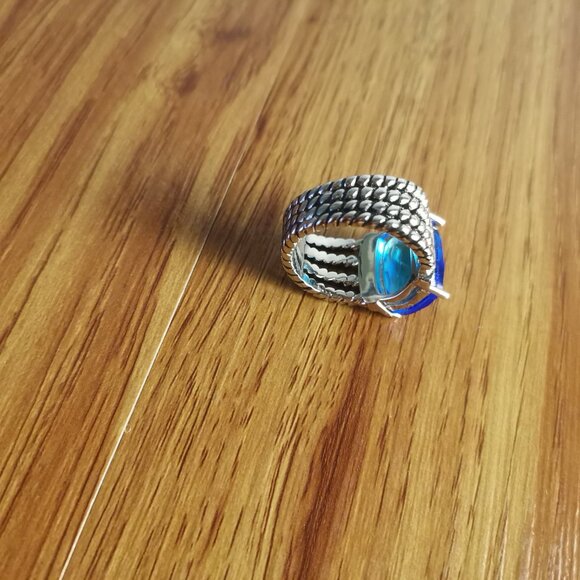 Wheaton? Ring in Sterling Silver with Blue Topaz and Pavé Diamonds Size 8 - Picture 7 of 9